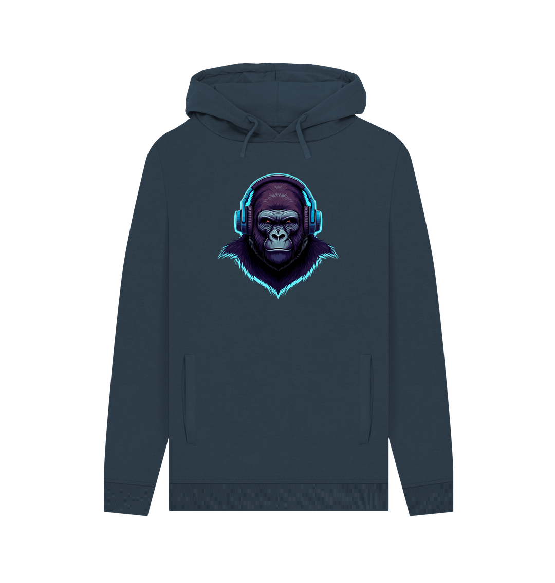 Navy Sonic Simian - Groovy Gorilla Organic Cotton Hoodie for Men