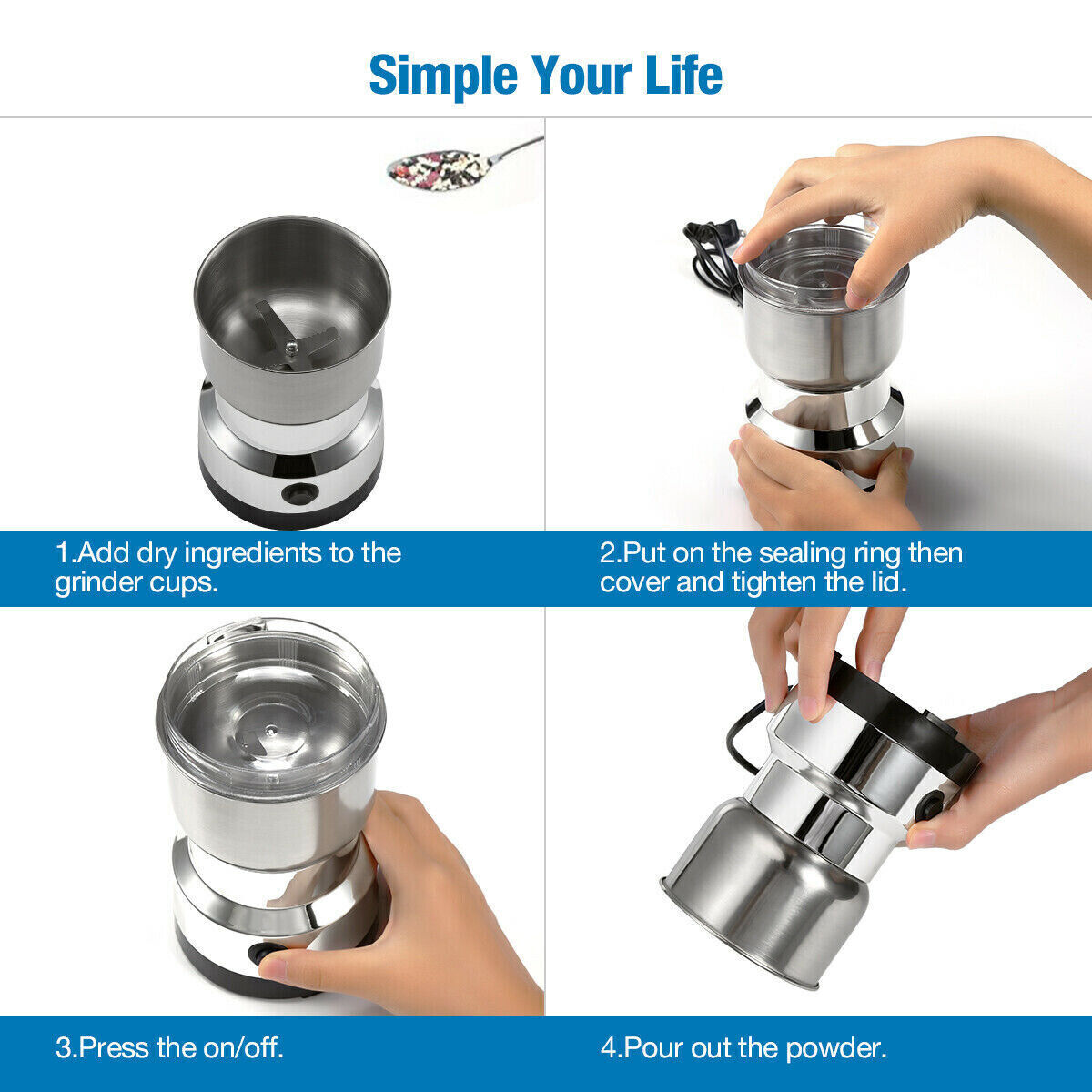 High-Speed Electric Coffee and Spice Grinder: Grind Fresh Daily