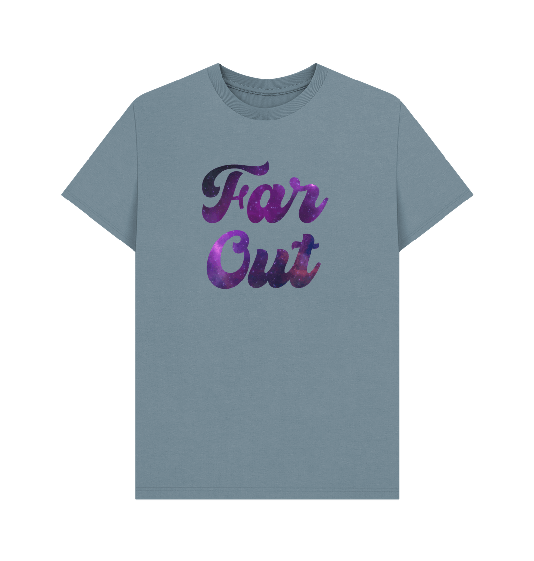 Stone Blue Far Out Galaxy T-Shirt: A Cosmically Cool Retro Tee For Men