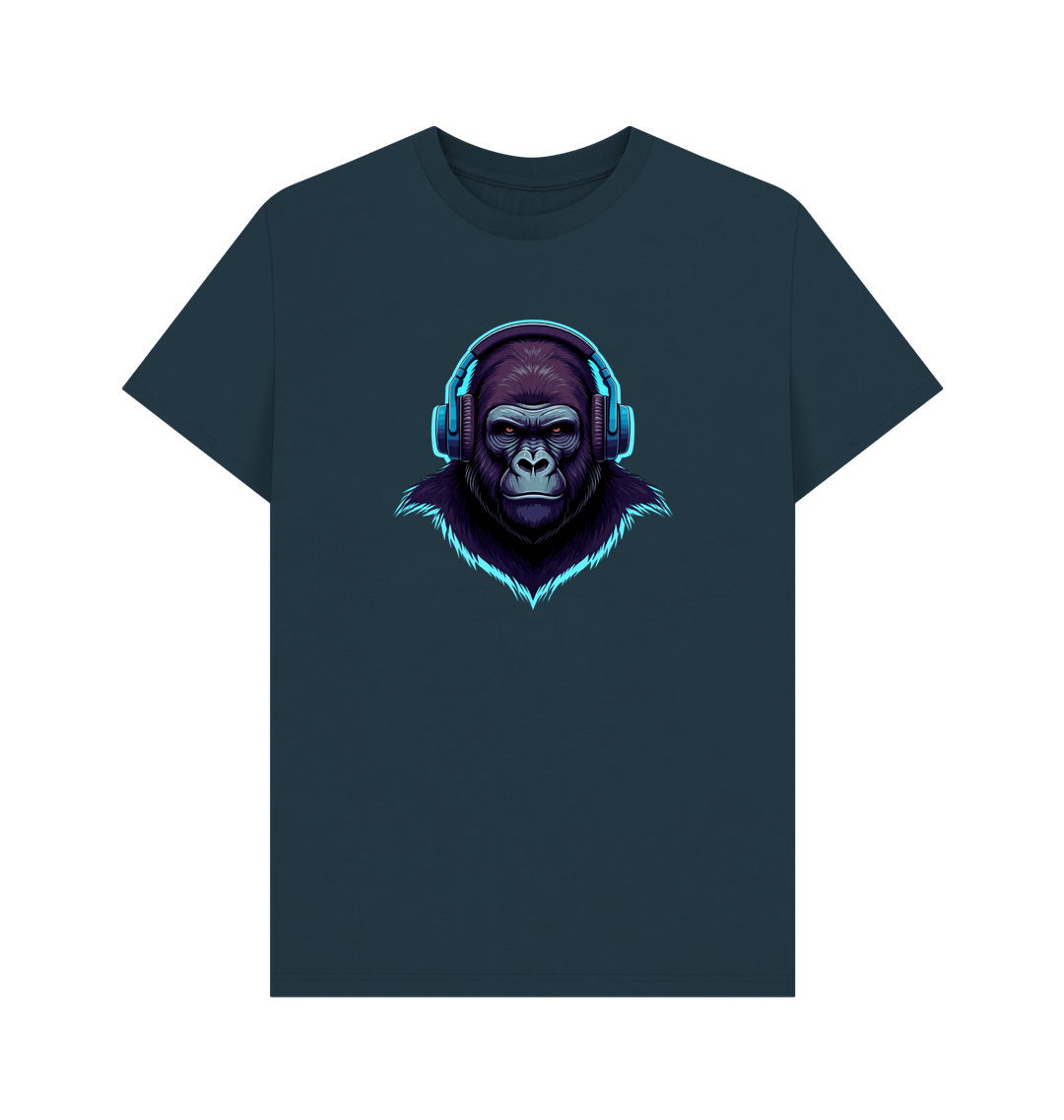 Denim Blue Sonic Simian - Groovy Gorilla Organic Cotton T-Shirt for Men