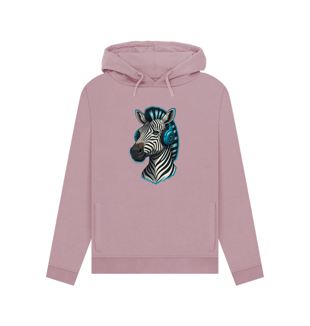 Mauve Cool Zebra Organic Cotton Pullover Hoody for Women