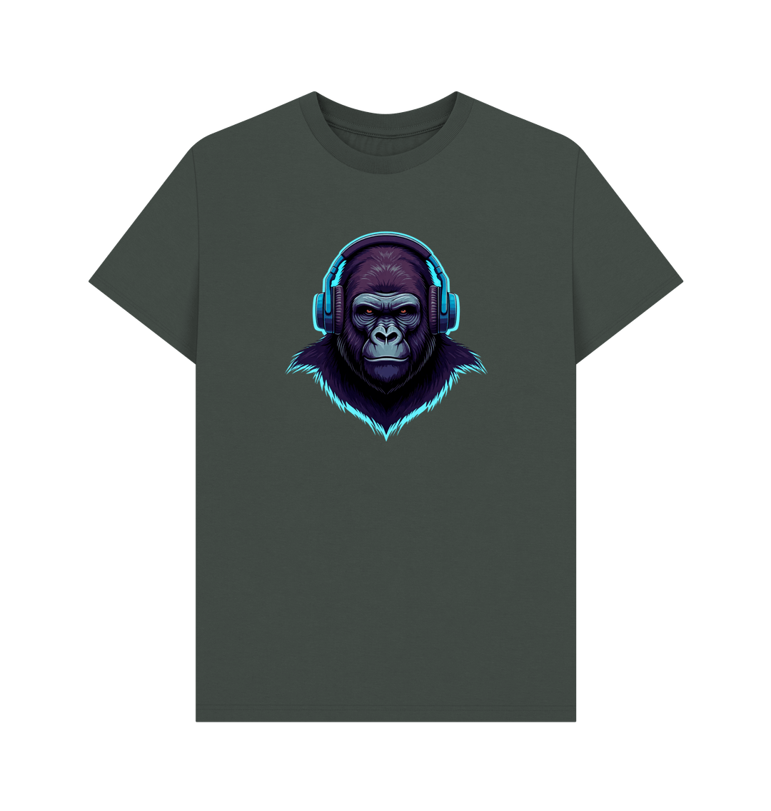 Dark Grey Sonic Simian - Groovy Gorilla Organic Cotton T-Shirt for Men