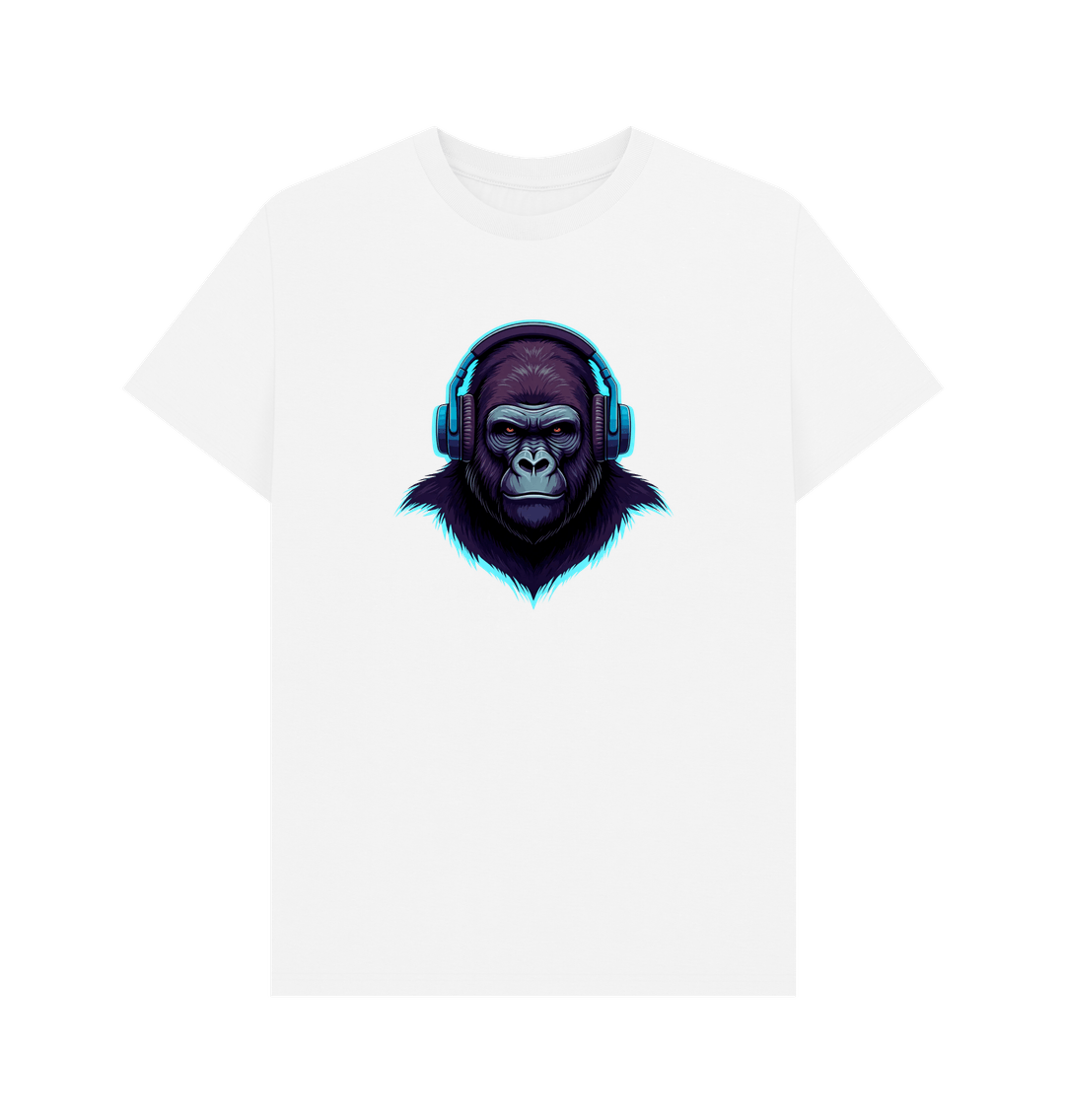 White Sonic Simian - Groovy Gorilla Organic Cotton T-Shirt for Men