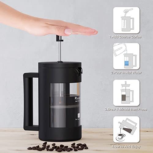 French Press Coffee Maker, cafetière 100% BPA Free Prensa Francesa, Rust-Free And Dishwasher Safe, 350ml or 600ml