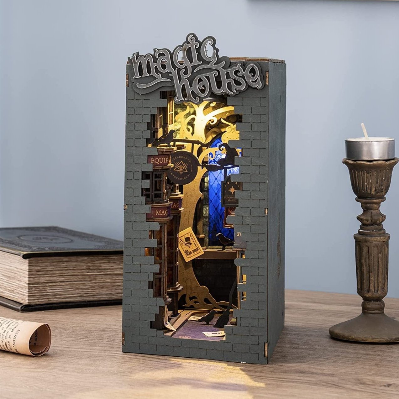 Robotime Rolife Book Nooks Series Stories In Books 5 Designs - Stunning DIY Wooden Miniature Scenes to Liven Up Your Bookshelf