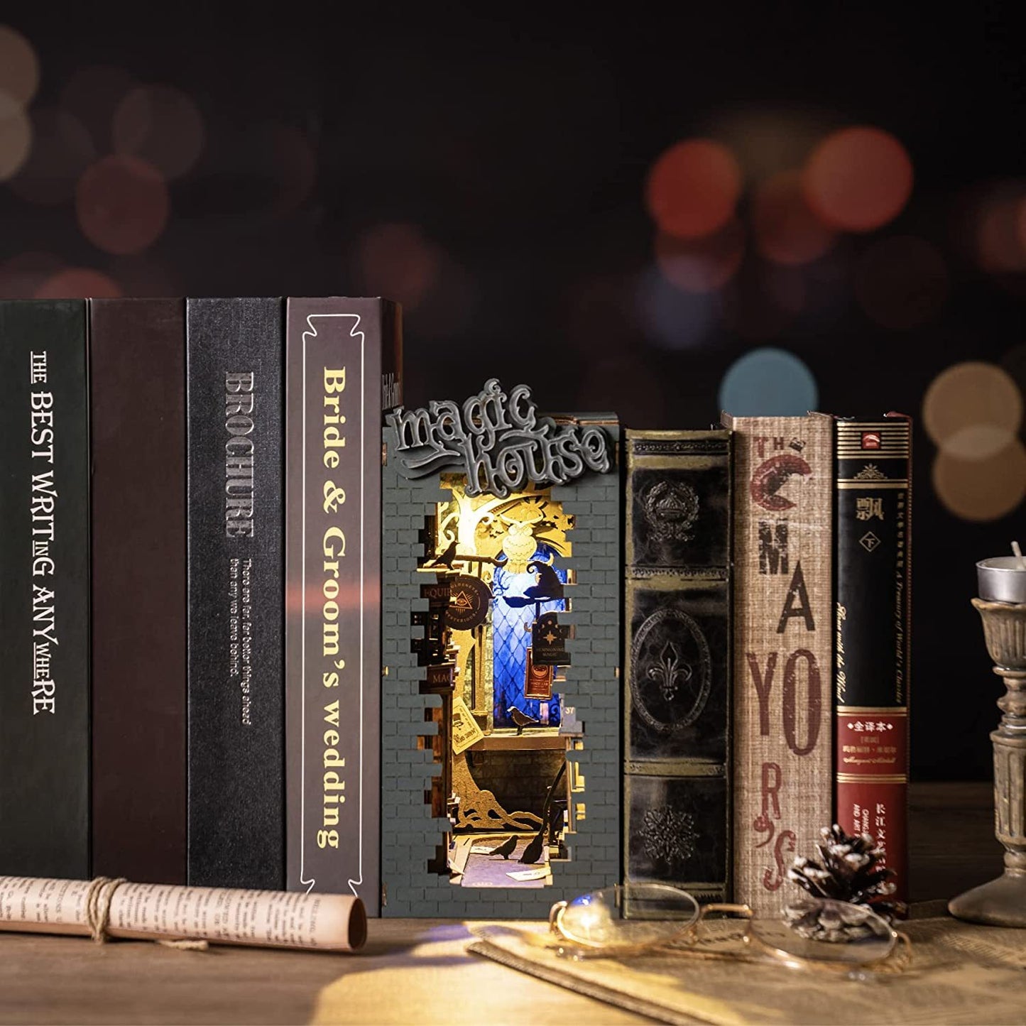 Robotime Rolife Book Nooks Series Stories In Books 5 Designs - Stunning DIY Wooden Miniature Scenes to Liven Up Your Bookshelf