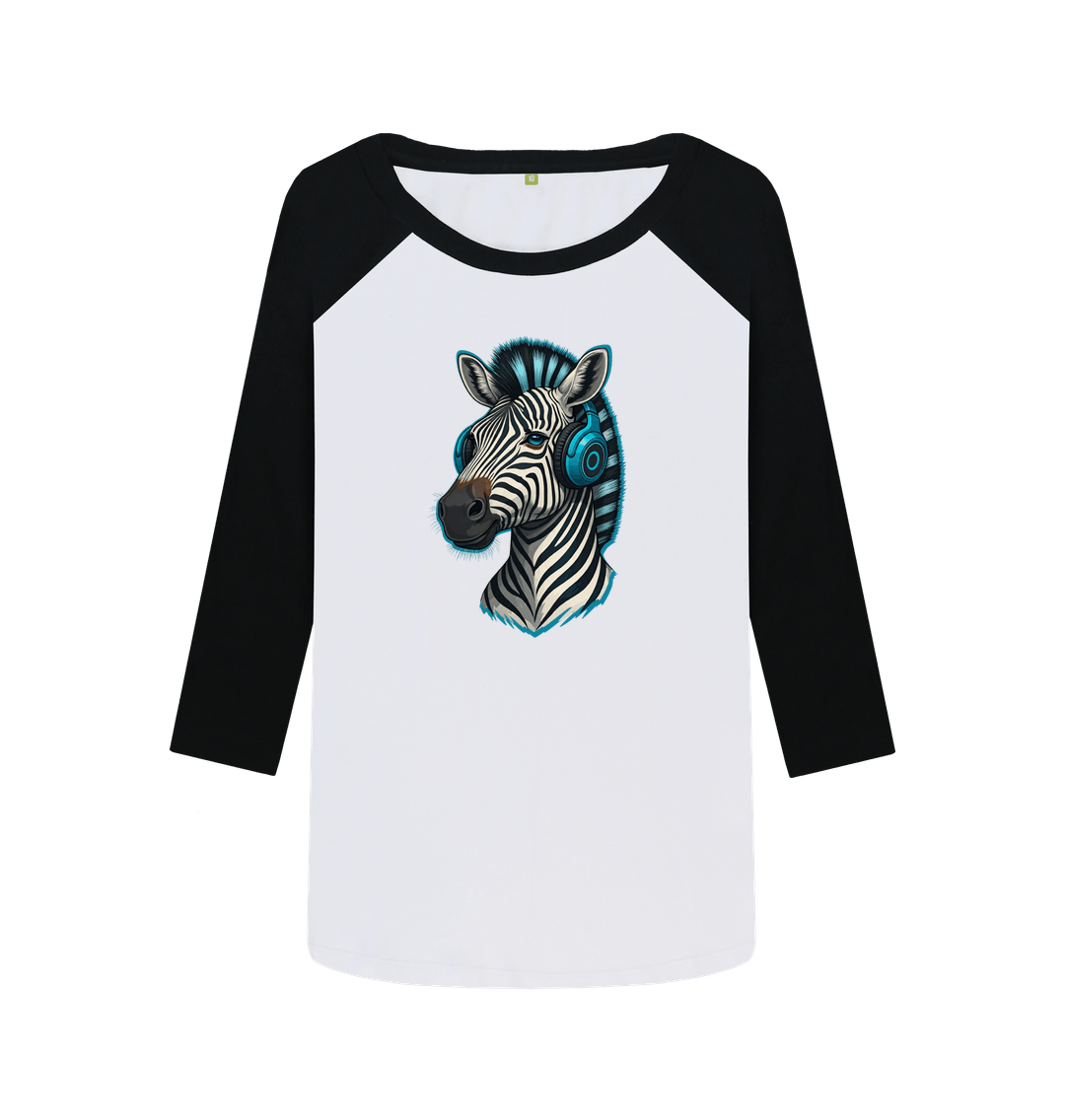 Black-White Cool Zebra Organic Cotton Baseball T-Shirt for Women