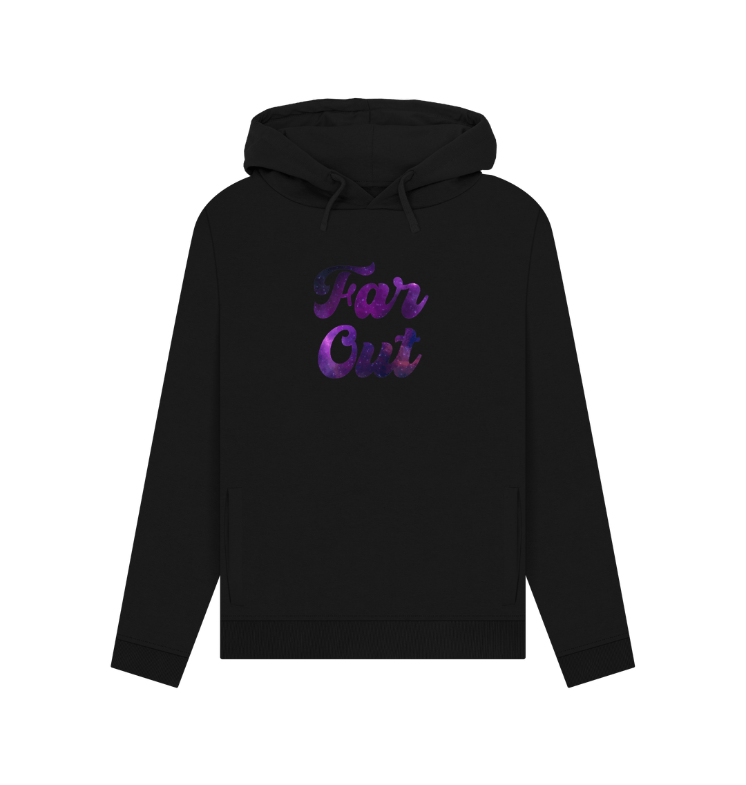 Black Far Out Galaxy T-Shirt: A Cosmically Cool Retro Hoodie For Women