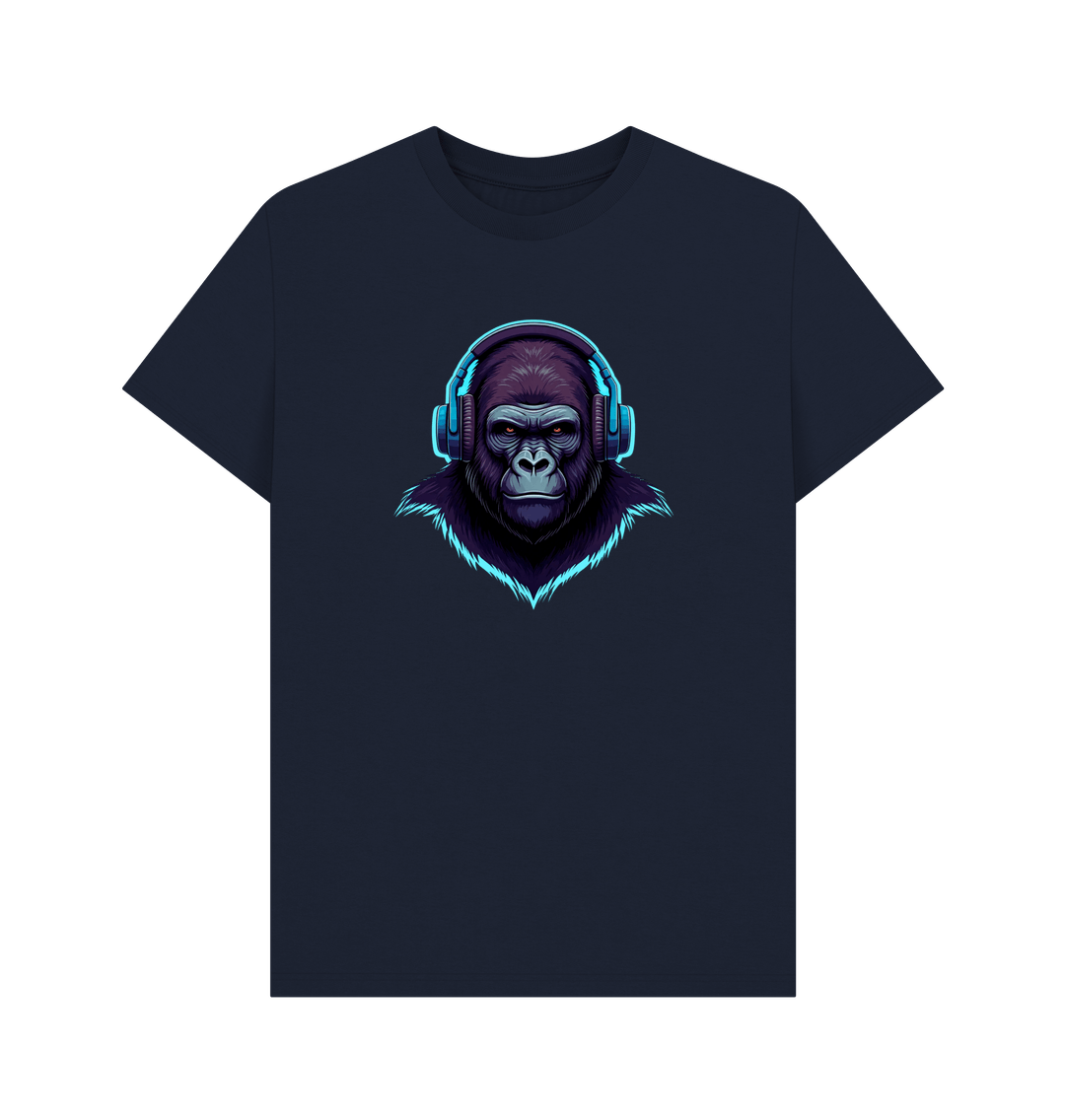 Navy Blue Sonic Simian - Groovy Gorilla Organic Cotton T-Shirt for Men