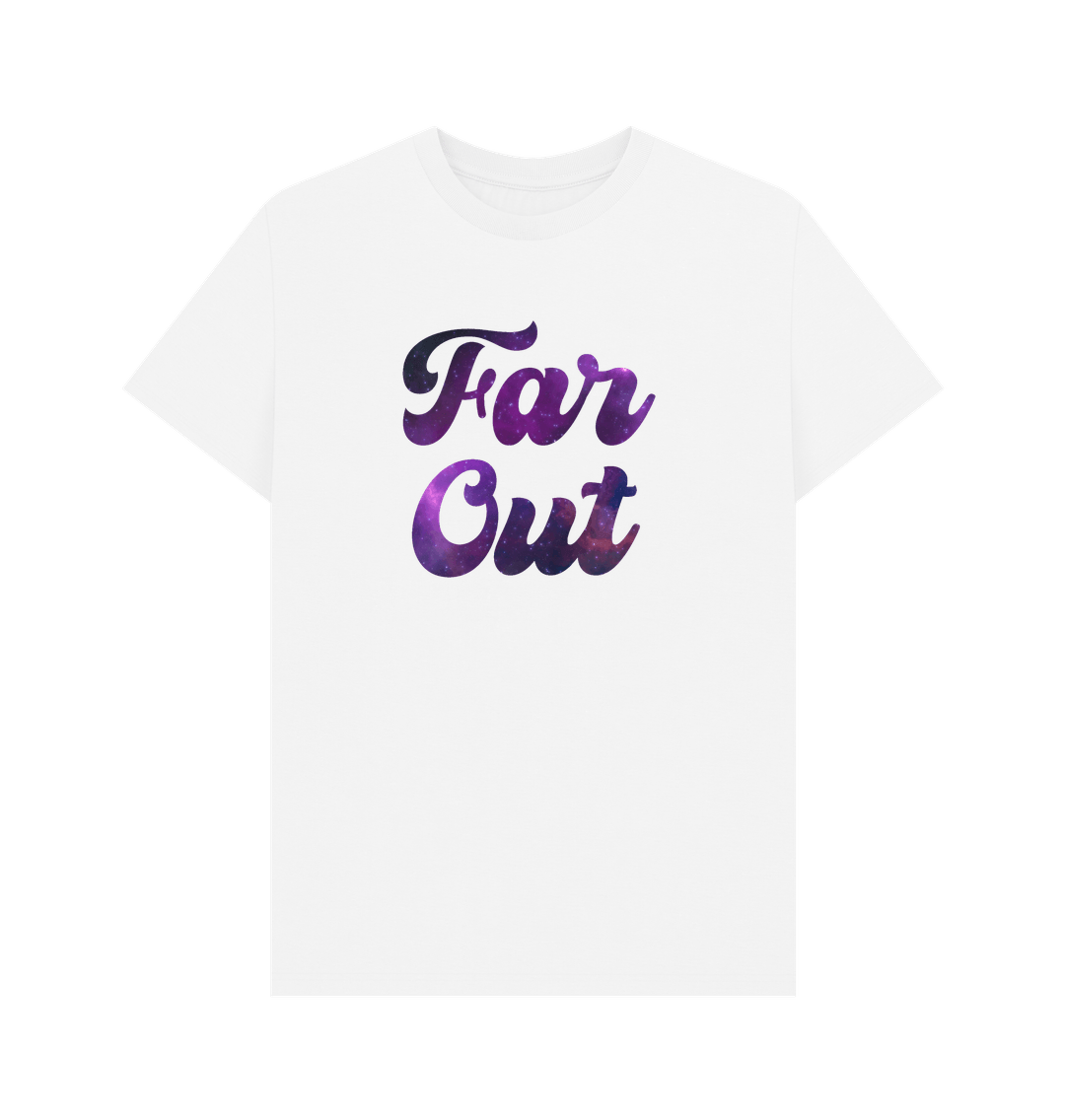 White Far Out Galaxy T-Shirt: A Cosmically Cool Retro Tee For Men