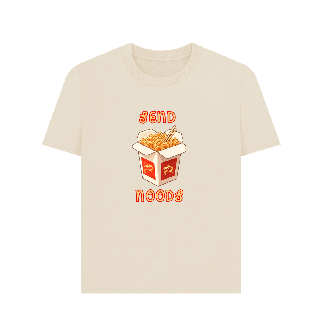 Oat Noodle Around in Style in this 'Send Noods' Organic Cotton T-Shirt for Women: A Playful Pun