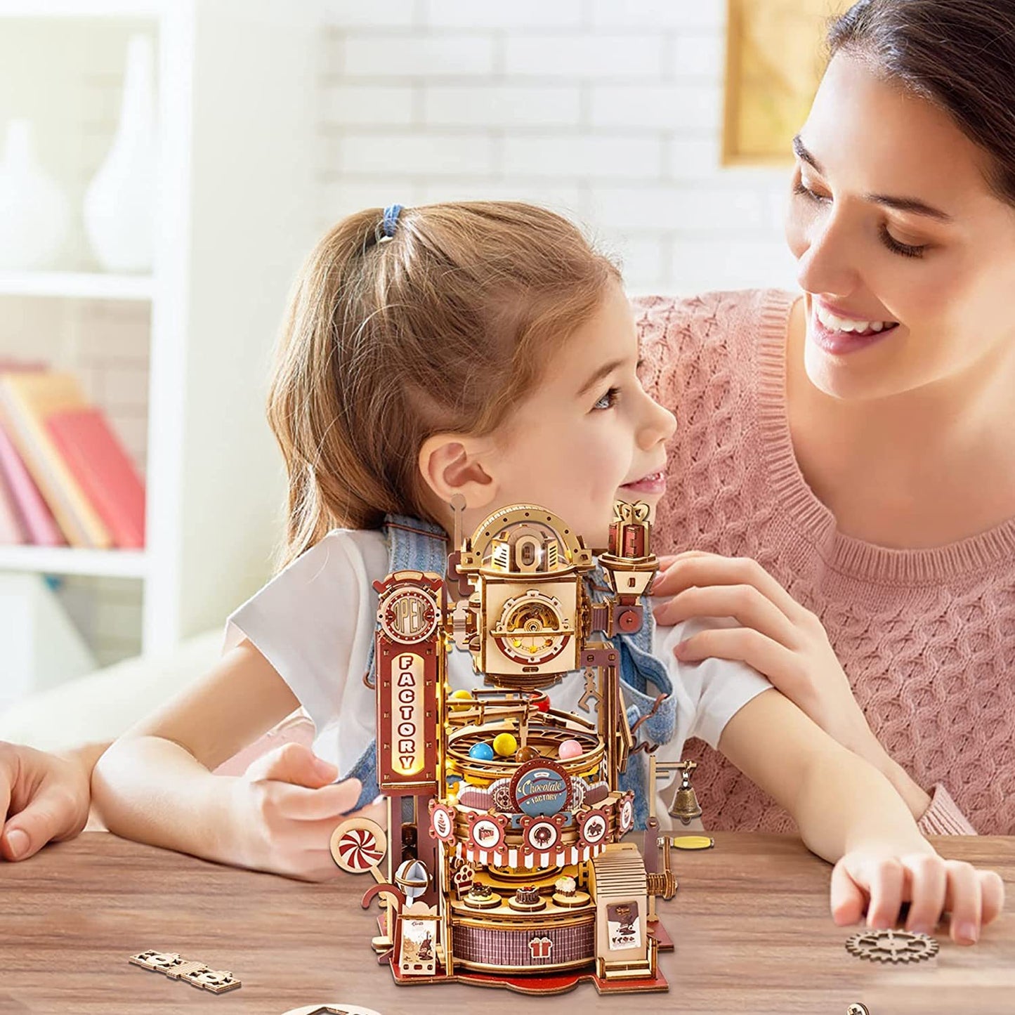 ROKR Marble Run Chocolate Factory 3D Wooden Puzzle for Kids or Adults