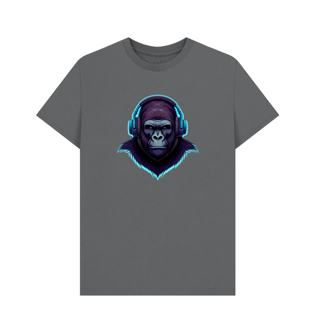 Slate Grey Sonic Simian - Groovy Gorilla Organic Cotton T-Shirt for Men