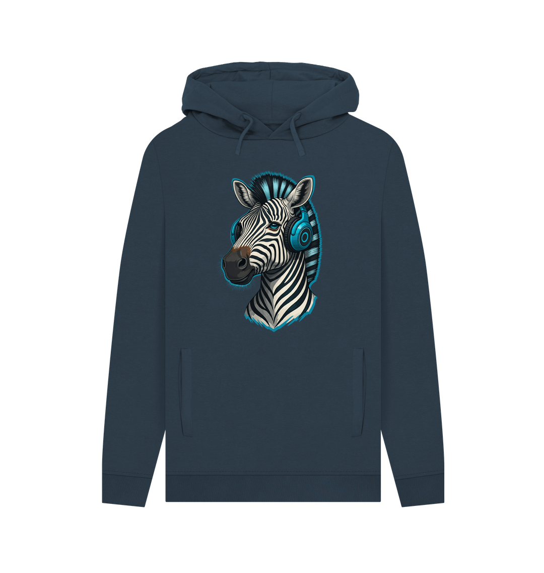 Navy Cool Zebra Organic Cotton Hoodie for Men