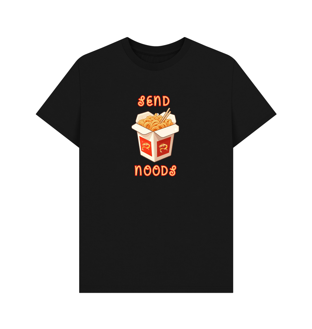 Black Noodle Around in Style in this 'Send Noods' Organic Cotton T-Shirt for Women: A Playful Pun