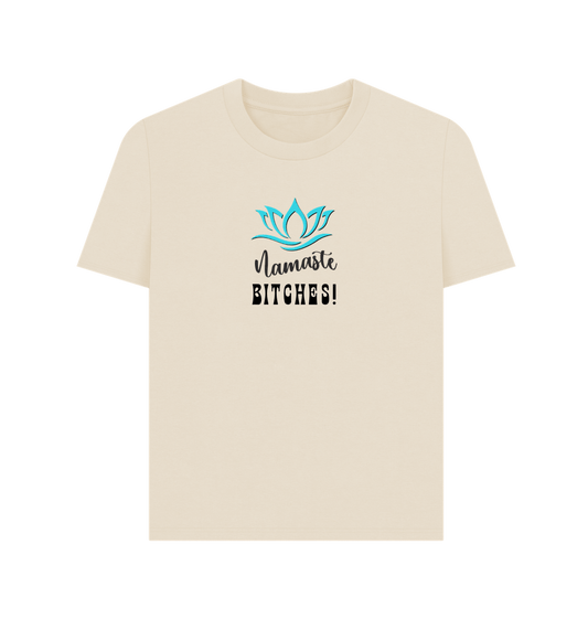 Oat Namaste B!tches: A Zen-Inspired Organic Short-Sleeve T-Shirt for Women