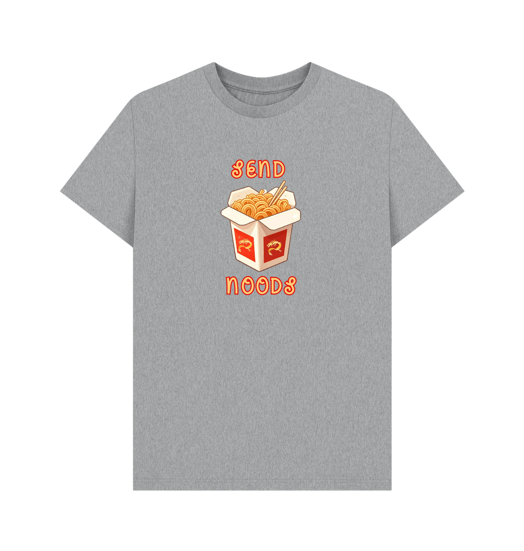 Athletic Grey Noodle Around in Style in this 'Send Noods' Organic Cotton T-Shirt for Women: A Playful Pun