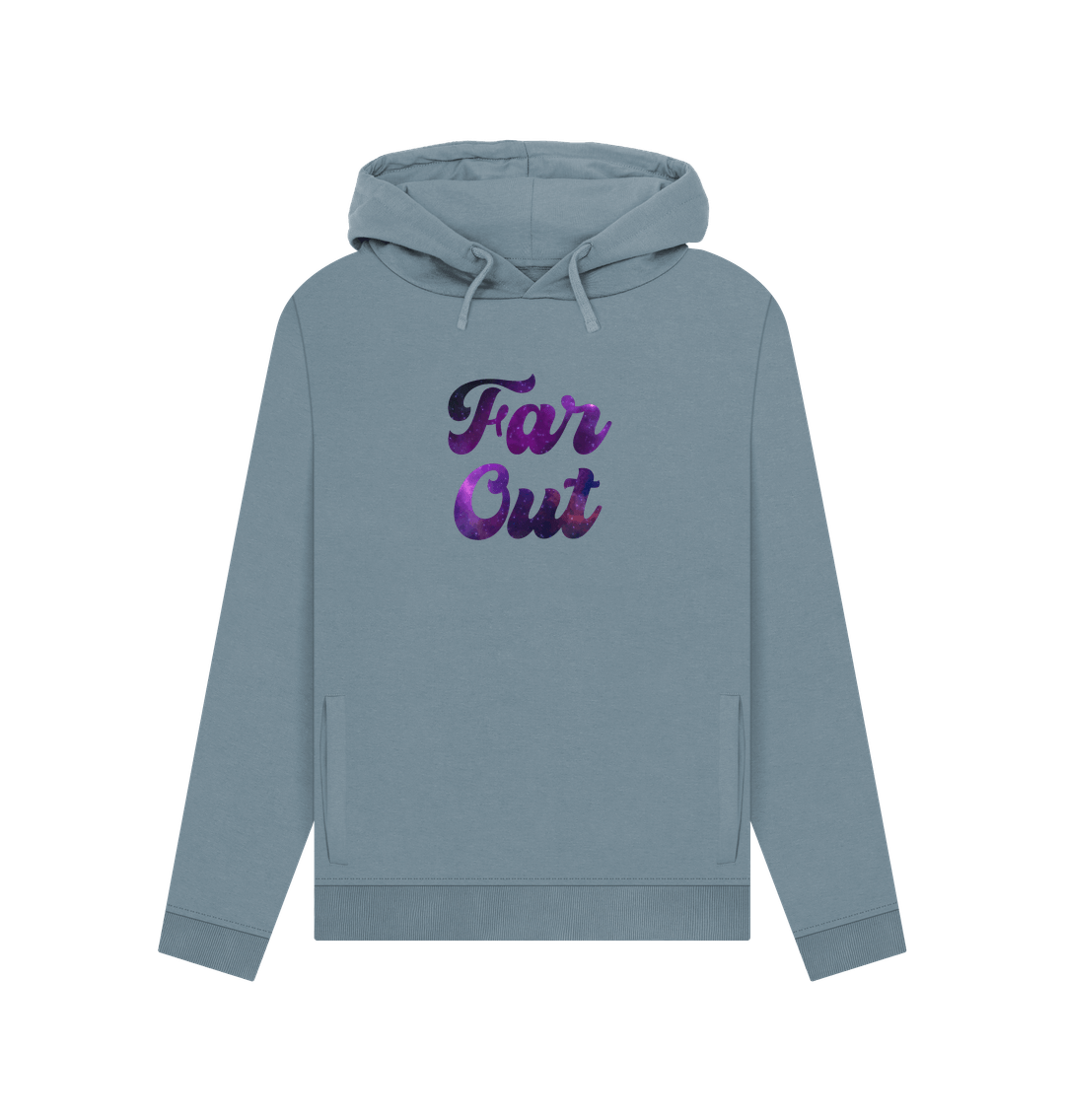 Stone Blue Far Out Galaxy T-Shirt: A Cosmically Cool Retro Hoodie For Women