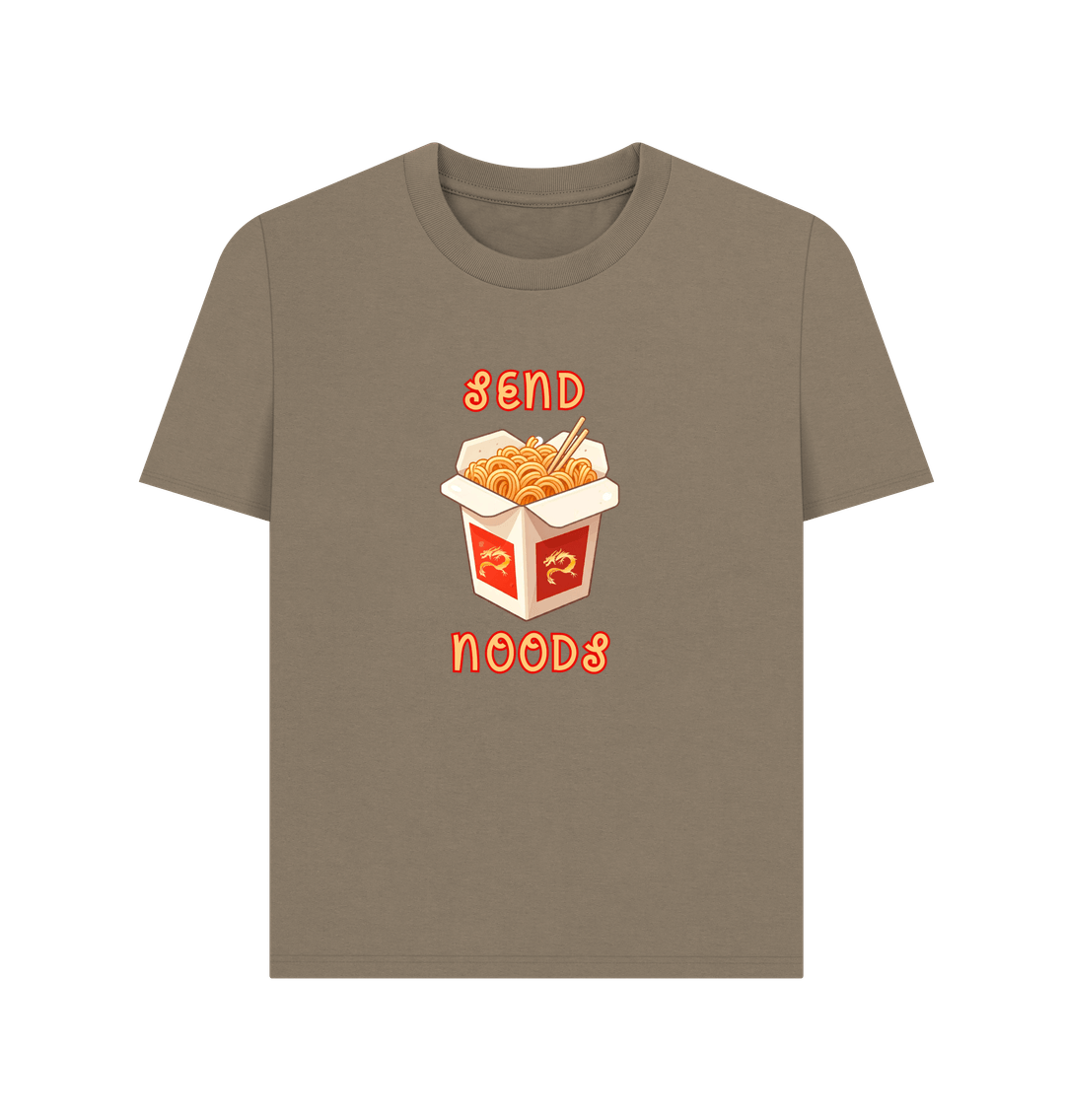 Willow Noodle Around in Style in this 'Send Noods' Organic Cotton T-Shirt for Women: A Playful Pun