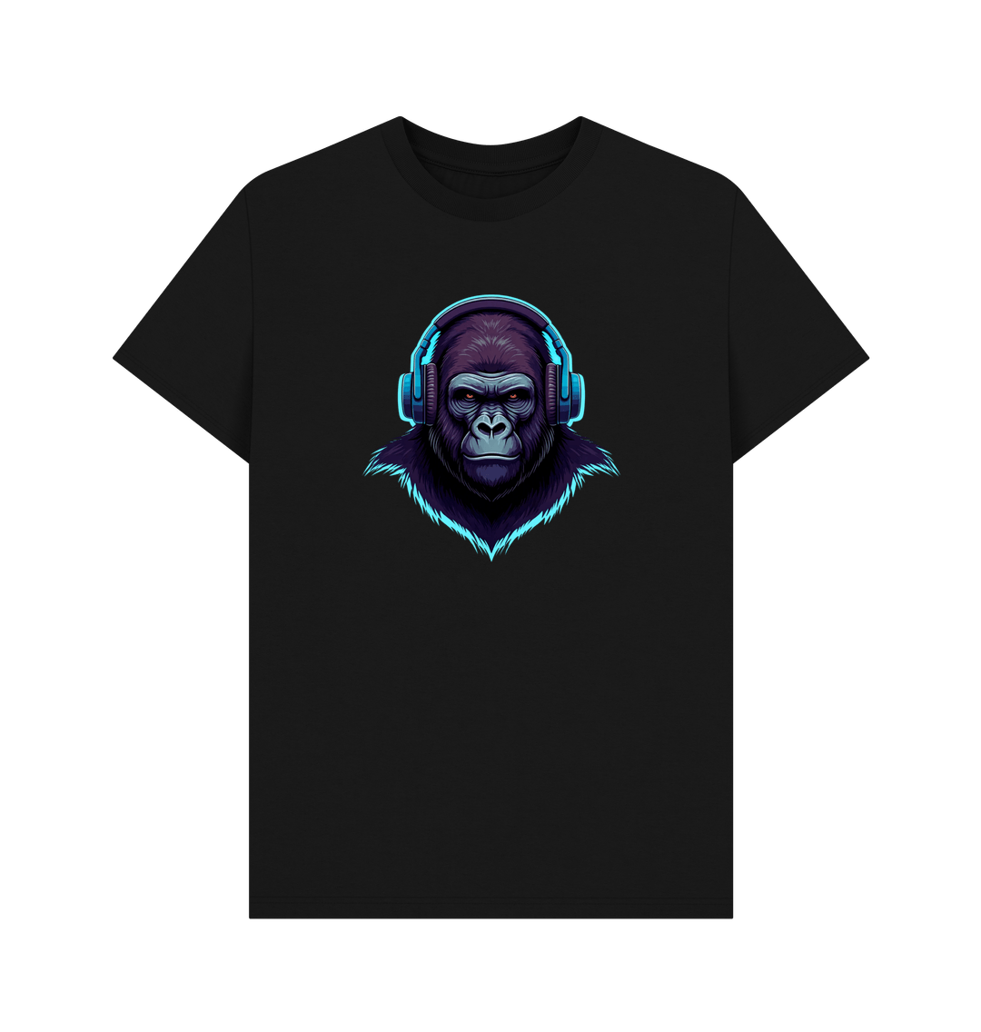 Black Sonic Simian - Groovy Gorilla Organic Cotton T-Shirt for Men