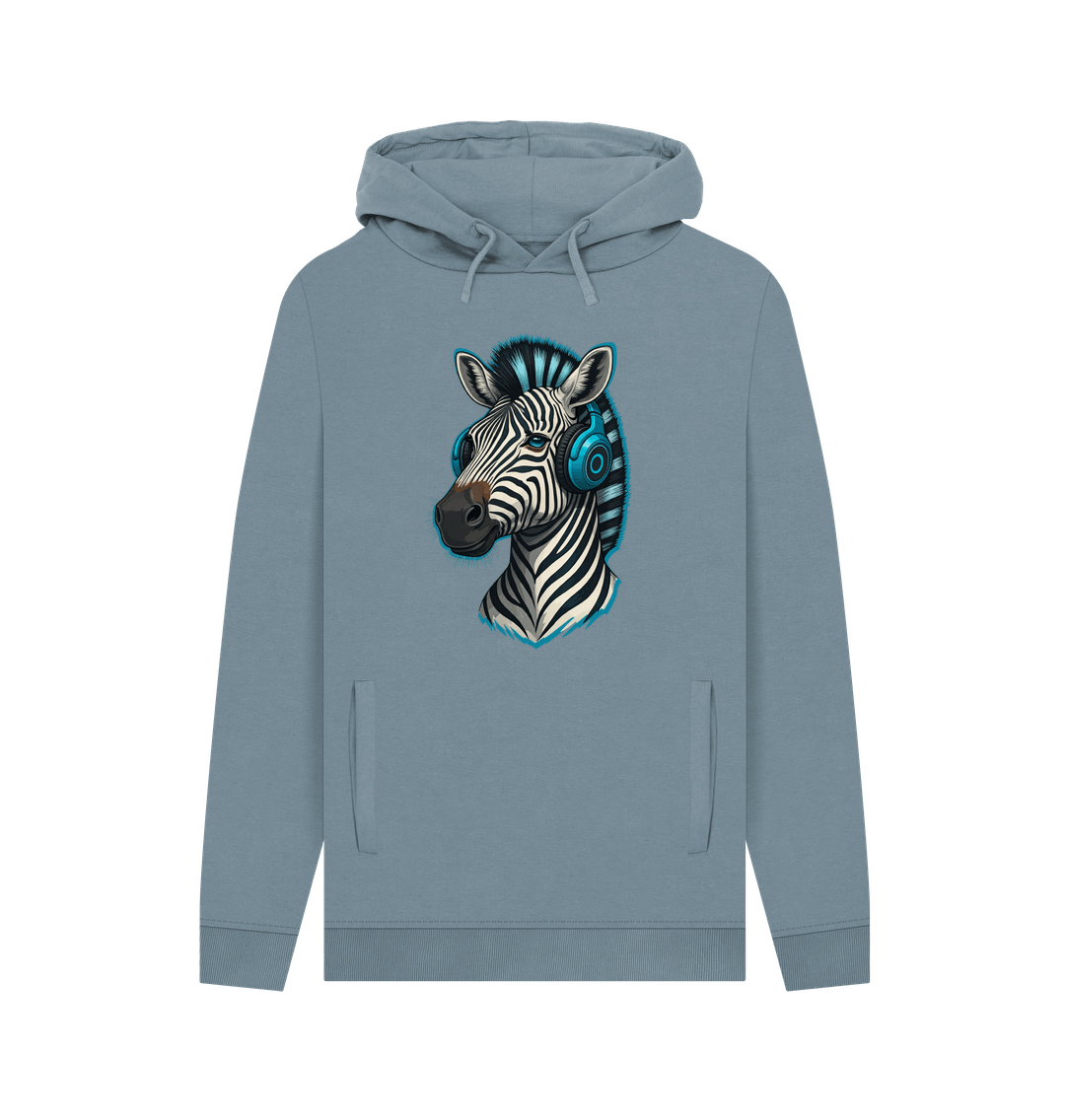 Stone Blue Cool Zebra Organic Cotton Hoodie for Men