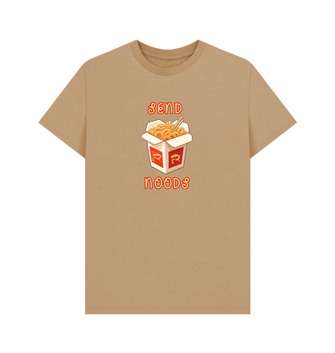 Sand Noodle Around in Style in this 'Send Noods' Organic Cotton T-Shirt for Women: A Playful Pun