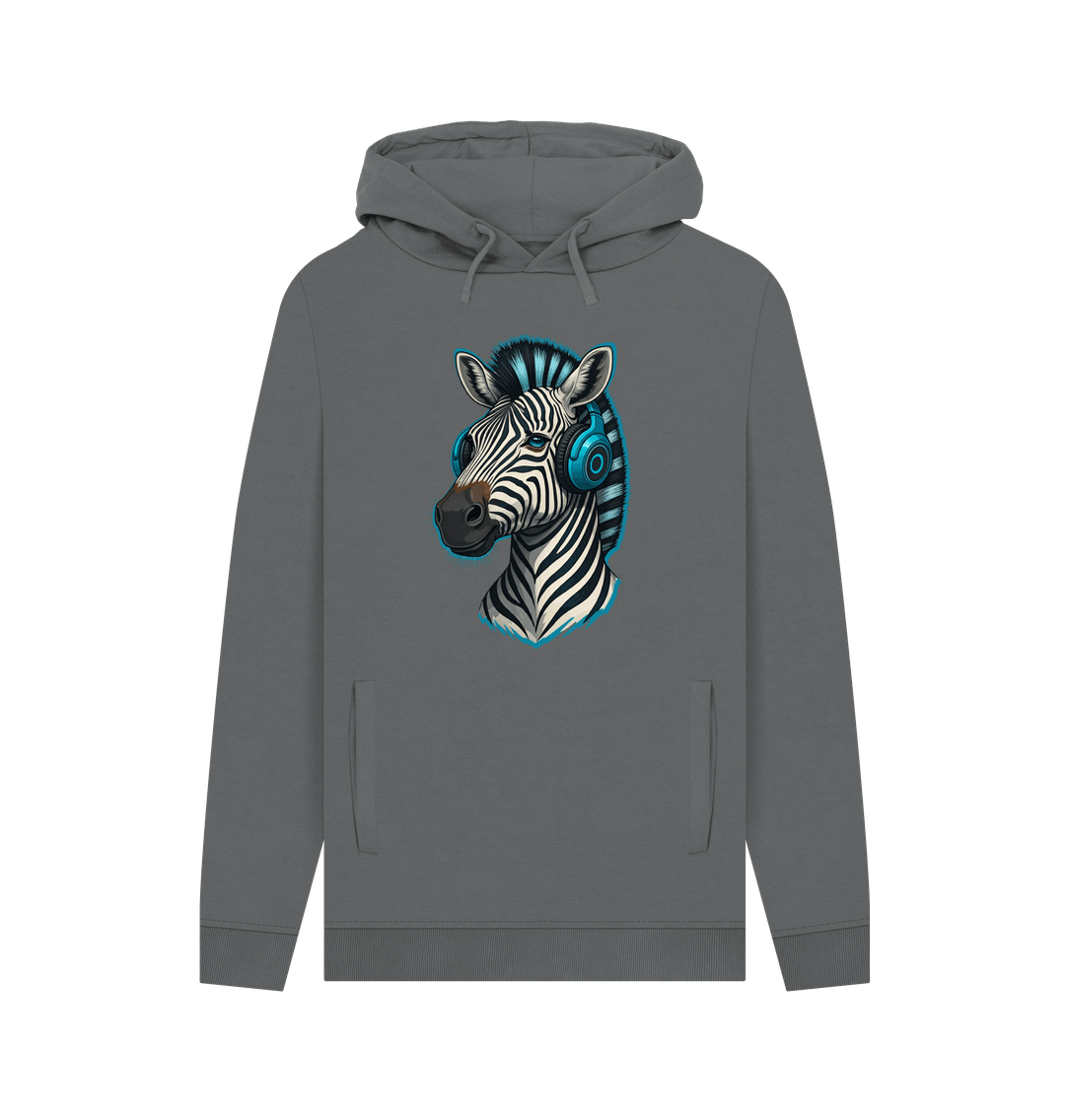 Slate Grey Cool Zebra Organic Cotton Hoodie for Men