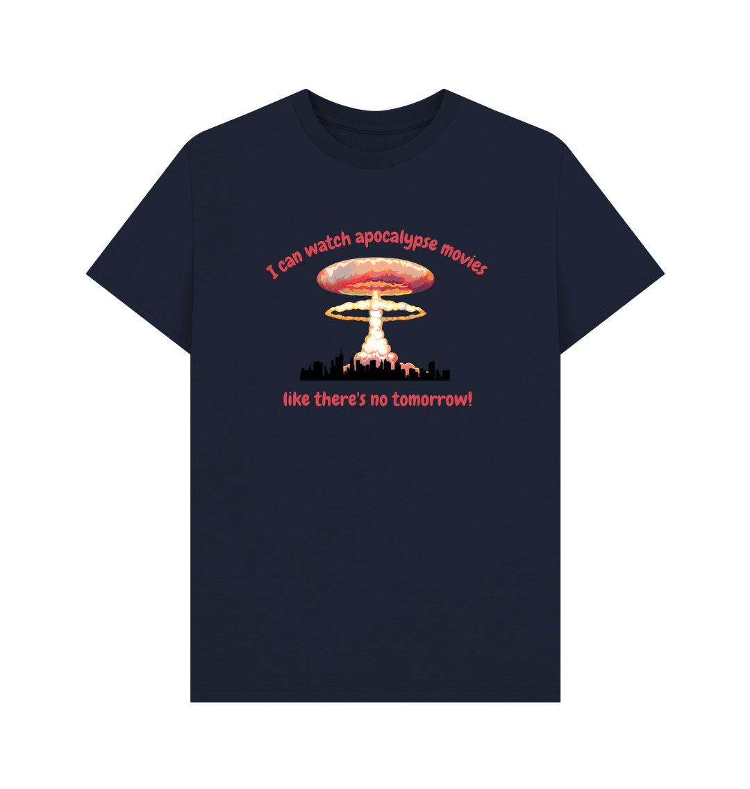 Navy Blue Doomsday Dreamer: Apocalypse Movie Organic Cotton T-Shirt for Men