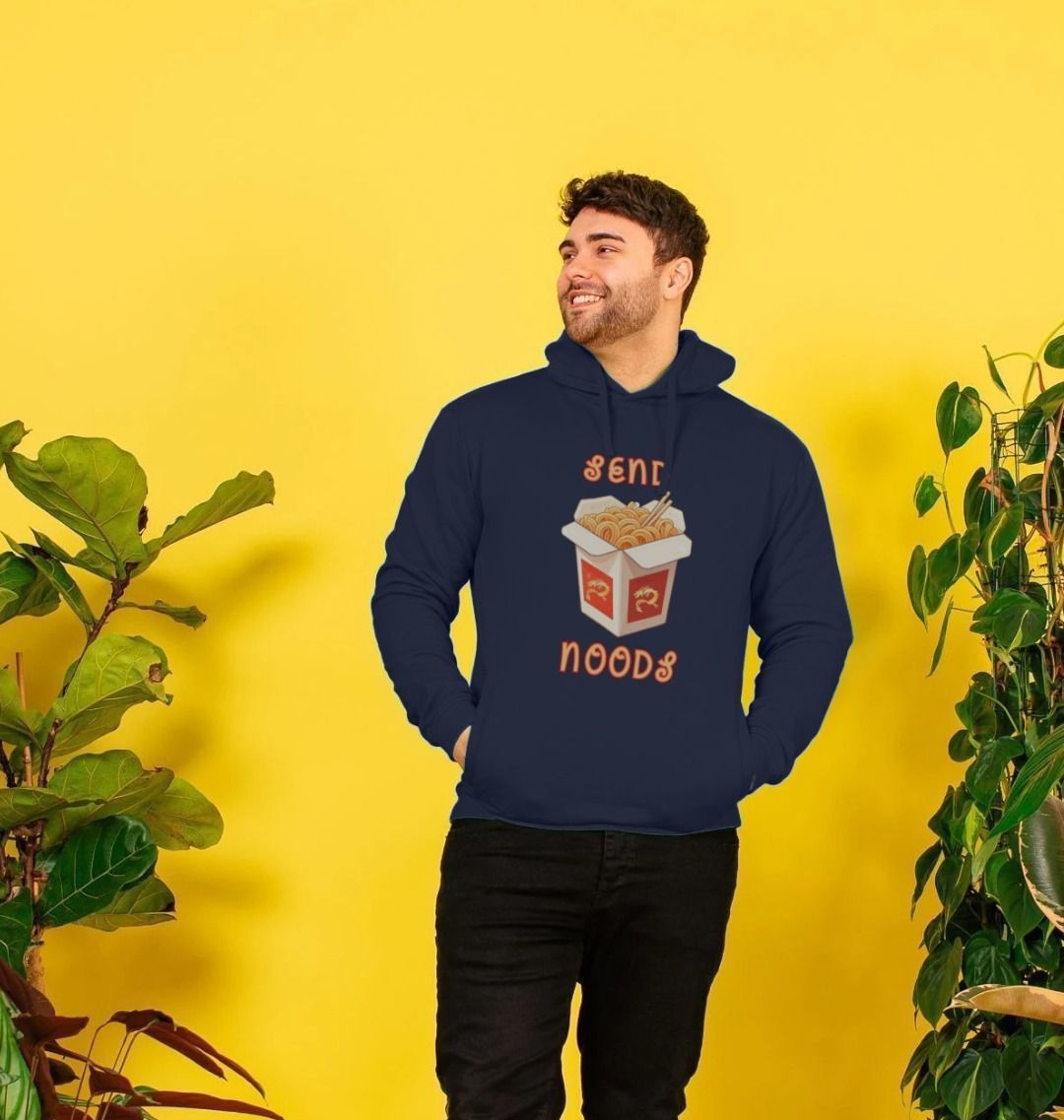 Noodle Around in Style in this 'Send Noods' Organic Cotton Hoodie for Men: A Playful Pun