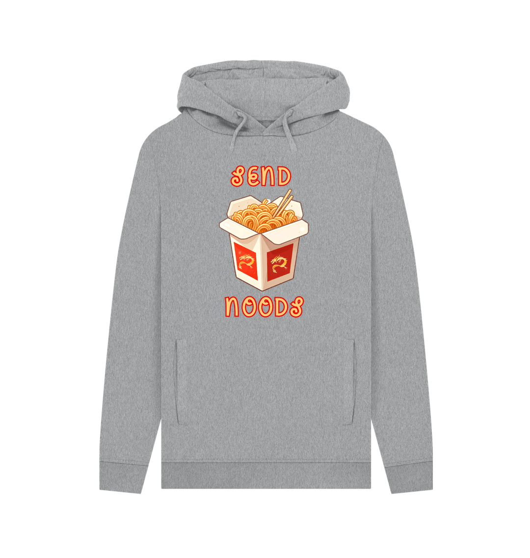 Light Heather Noodle Around in Style in this 'Send Noods' Organic Cotton Hoodie for Men: A Playful Pun