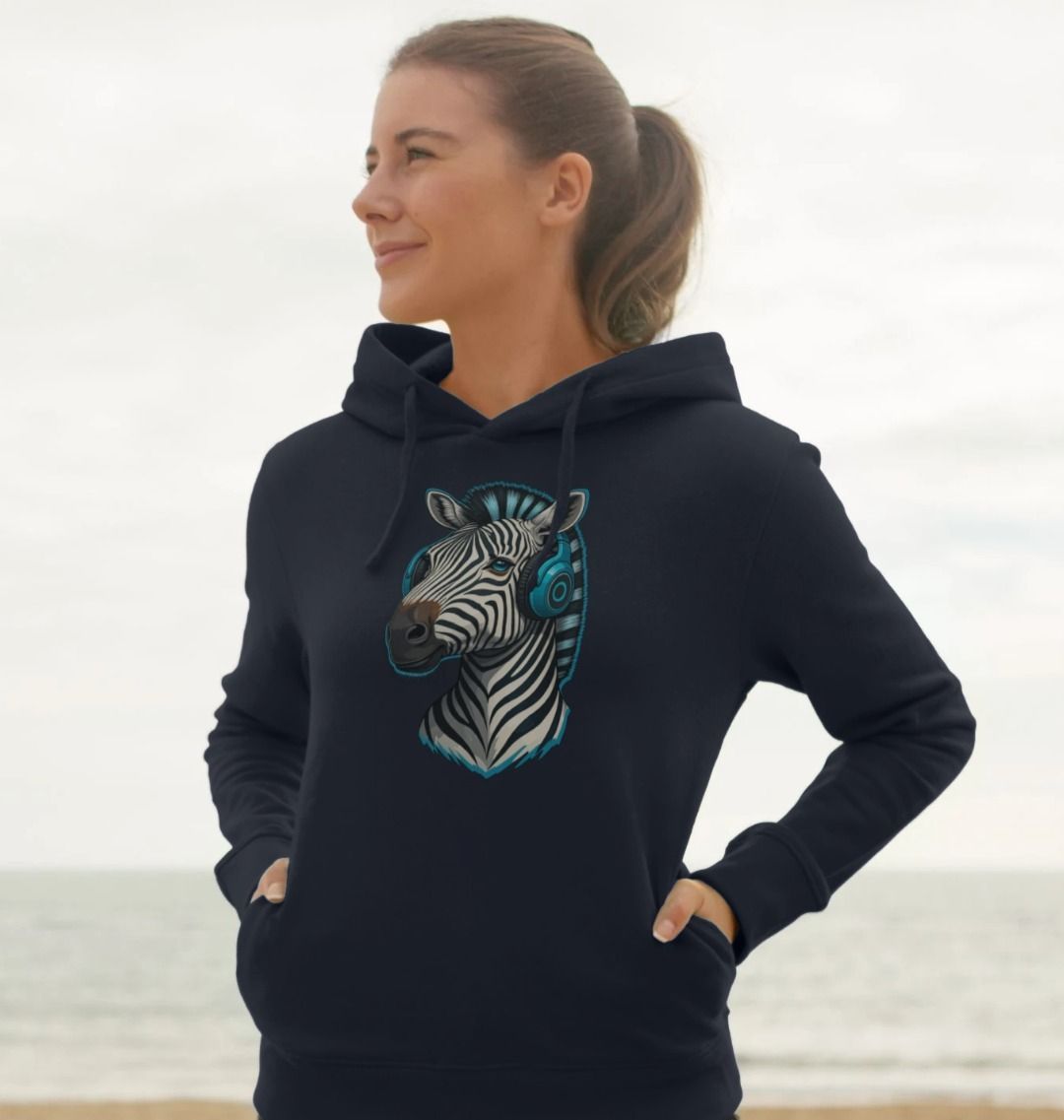 Cool Zebra Organic Cotton Pullover Hoody for Women