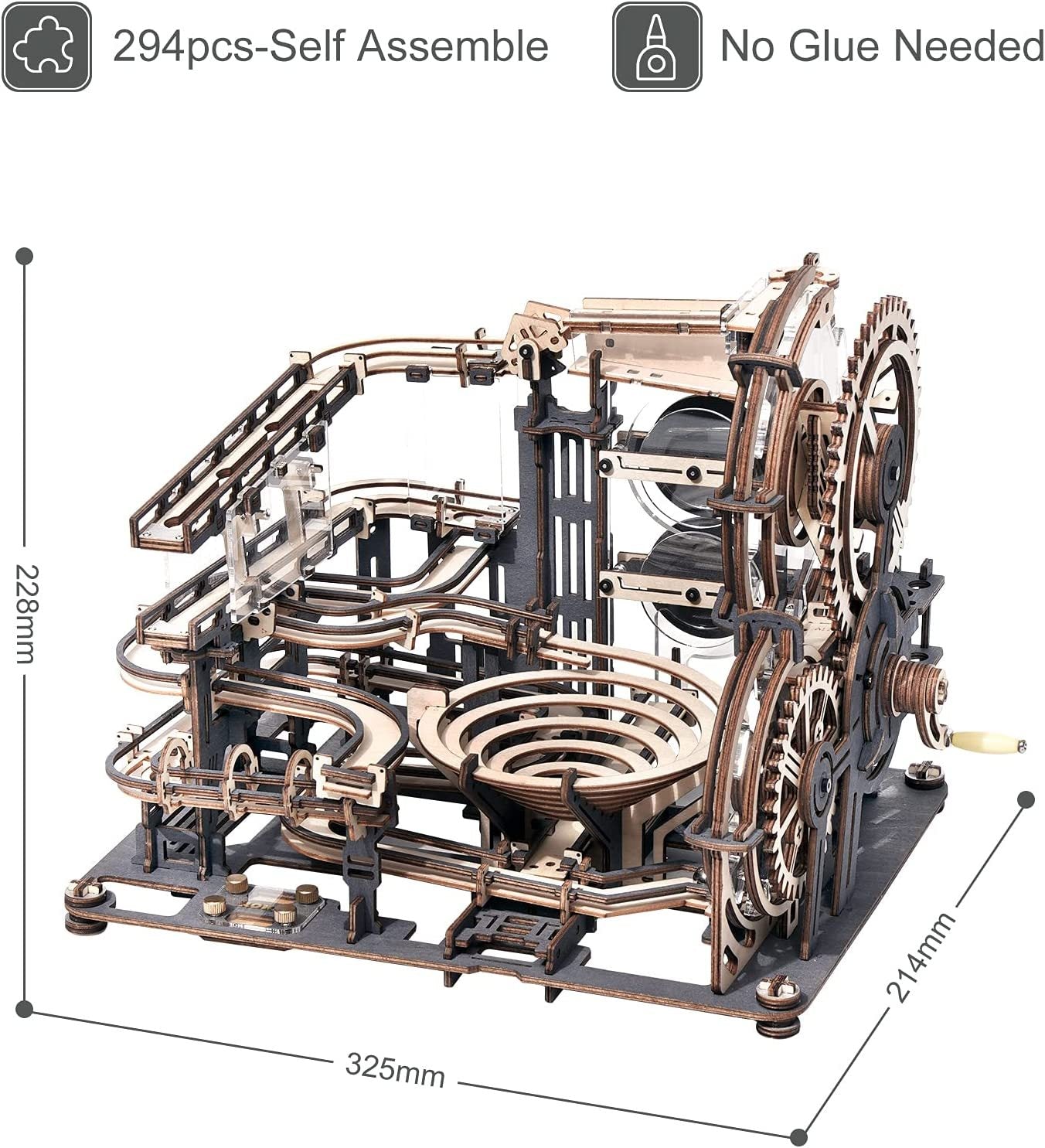 Robotime ROKR Marble Night City 3D Wooden Puzzle With Working Gears Waterwheel Model (LGA01)