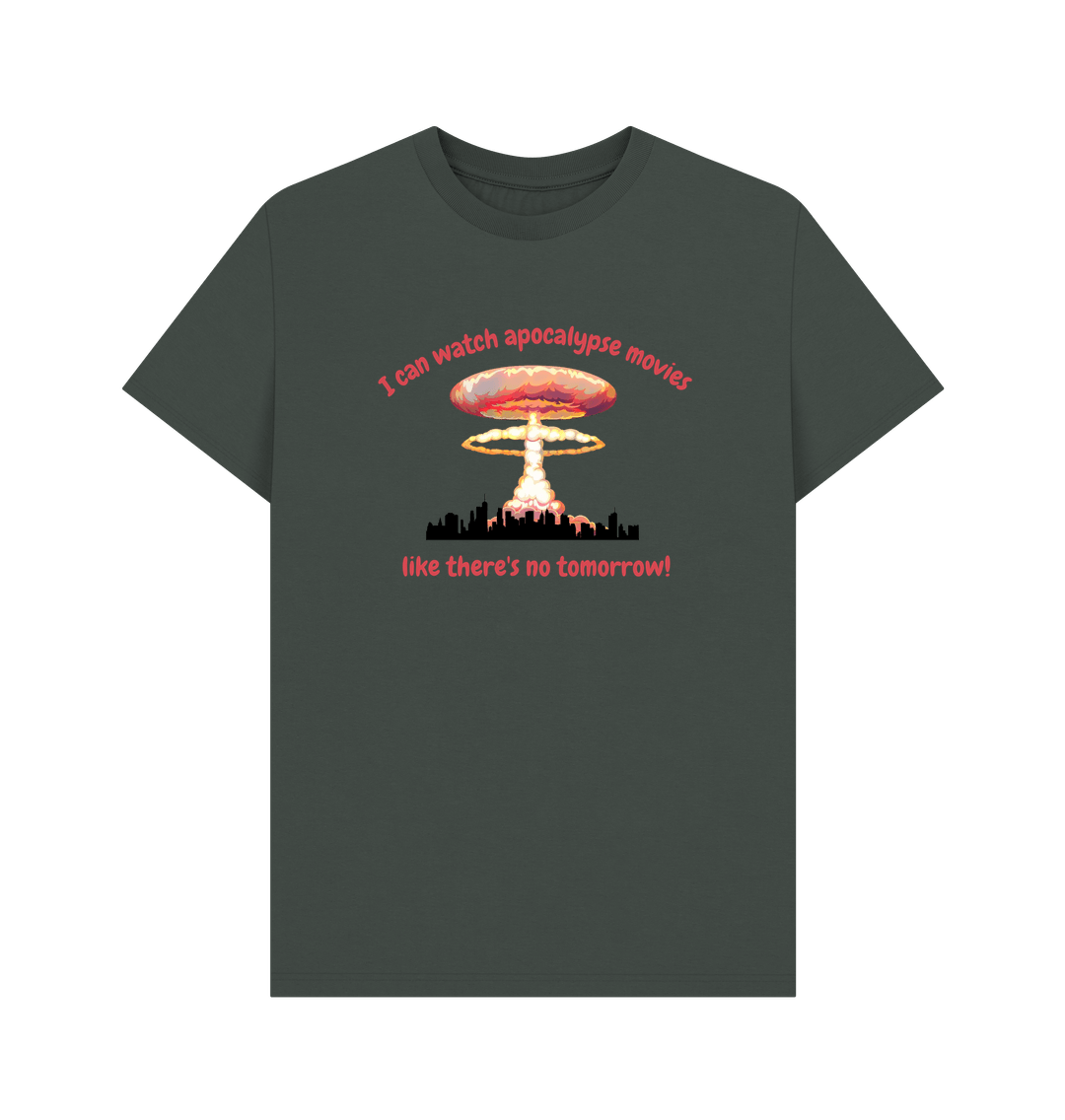 Dark Grey Doomsday Dreamer: Apocalypse Movie Organic Cotton T-Shirt for Men