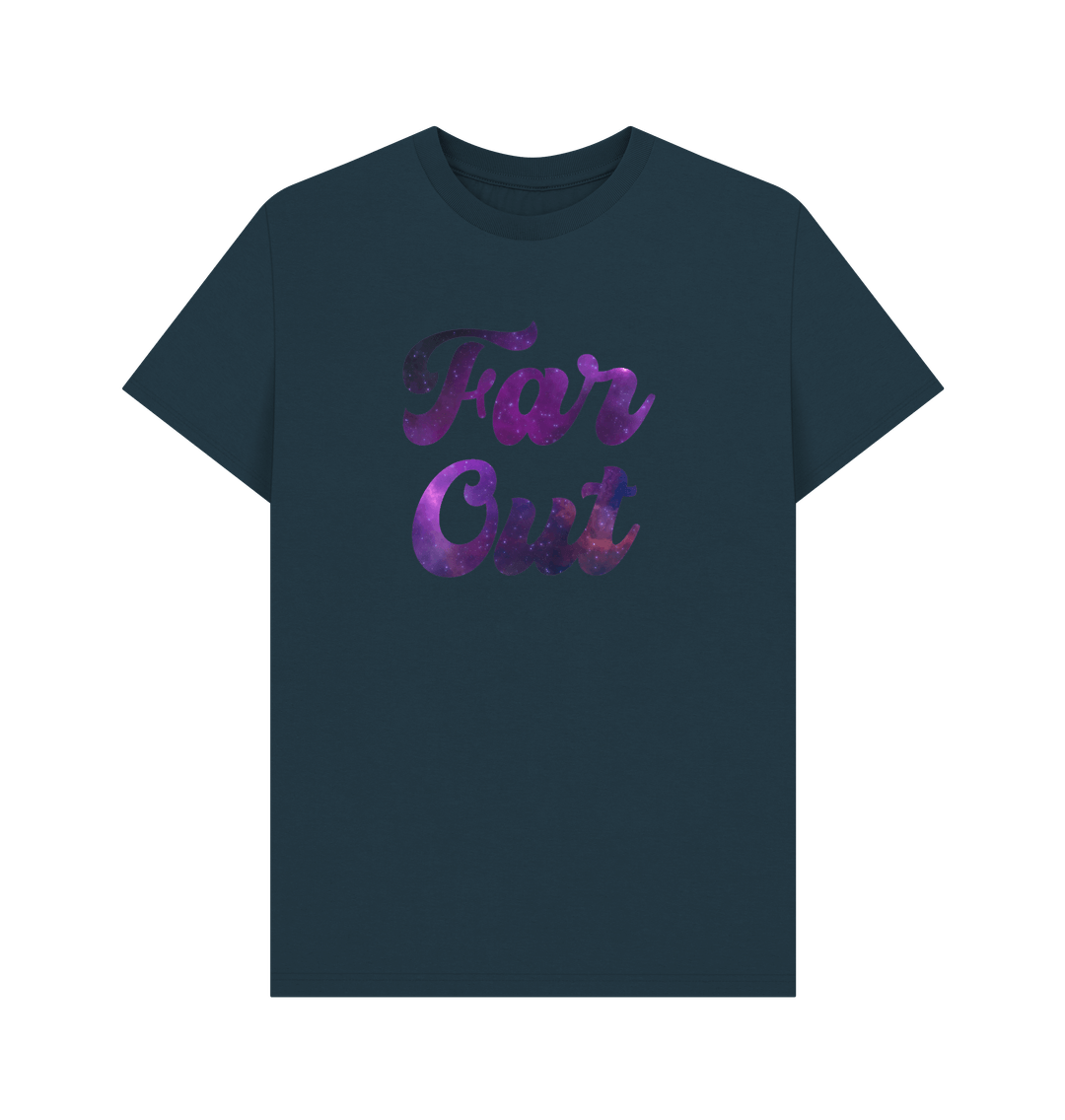 Denim Blue Far Out Galaxy T-Shirt: A Cosmically Cool Retro Tee For Men