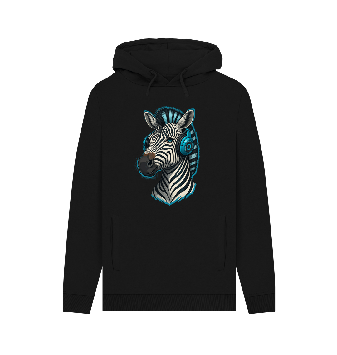 Black Cool Zebra Organic Cotton Hoodie for Men