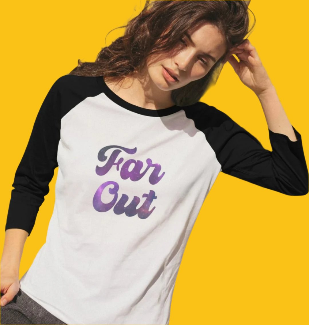 Far Out Galaxy T-Shirt: A Cosmically Cool Retro Baseball Tee For Women