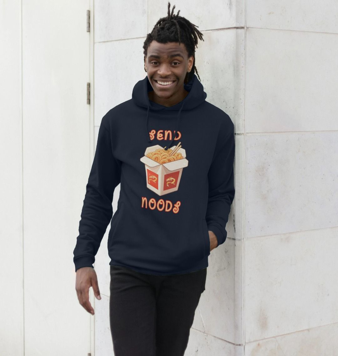 Noodle Around in Style in this 'Send Noods' Organic Cotton Hoodie for Men: A Playful Pun