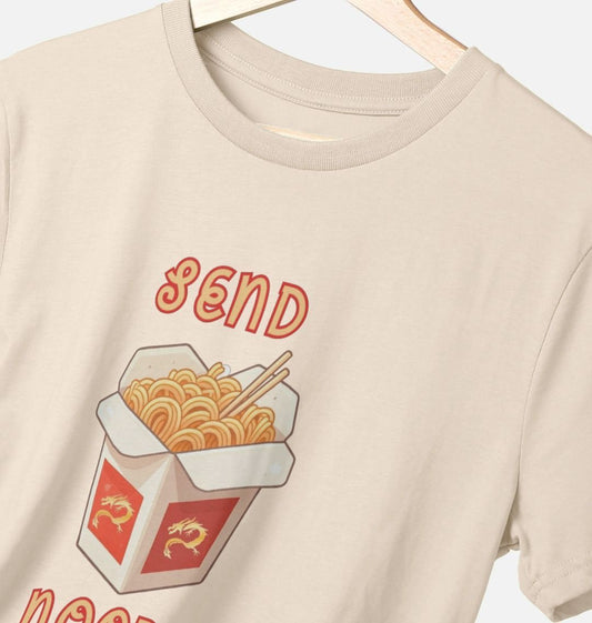 Noodle Around in Style in this 'Send Noods' Organic Cotton T-Shirt for Men: A Playful Pun