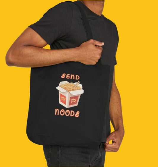 Noodle Around in Style in this 'Send Noods' Organic Cotton Shopper Tote Bag: A Playful Pun